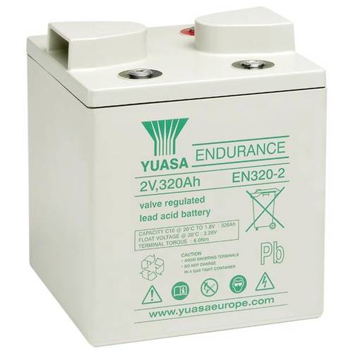 Yuasa EN320-2FR Bleiakku 2V 320Ah Blei-Vlies (AGM) (B x H x T) 206 x 240 x 210mm Geringe Selbstentla von Yuasa