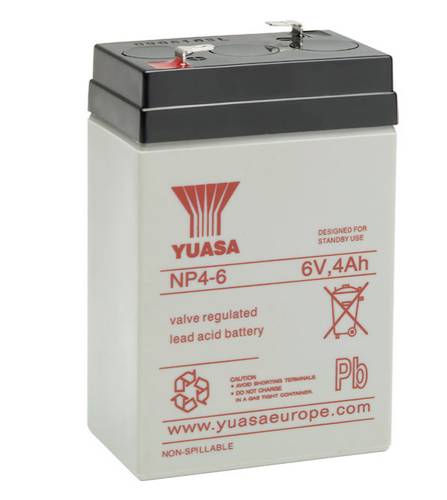 Yuasa NP4-6 Bleiakku 6V 4Ah Blei-Vlies (AGM) (B x H x T) 70 x 105.50 x 47mm Geringe Selbstentladung von Yuasa