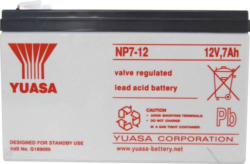 Yuasa NP7-12 NP7-12 Bleiakku 12V 7Ah Blei-Vlies (AGM) (B x H x T) 151 x 98 x 65mm Flachstecker 4.8mm von Yuasa