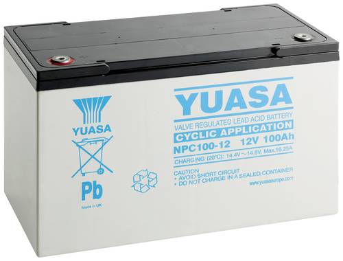 Yuasa NPC100-12 Bleiakku 12V 100Ah Blei-Vlies (AGM) (B x H x T) 350 x 225 x 168mm Geringe Selbstentl von Yuasa