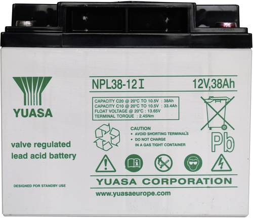 Yuasa NPL38-12 YUANPL38/12 Bleiakku 12V 38Ah Blei-Vlies (AGM) (B x H x T) 197 x 170 x 165mm M5-Schra von Yuasa