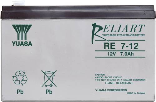 Yuasa RE7-12 RE7-12 Bleiakku 12V 7Ah Blei-Vlies (AGM) (B x H x T) 151 x 98 x 65mm Flachstecker 6.35m von Yuasa