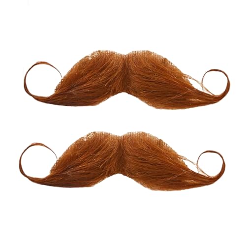 2-Stück Schnurrbart zum Ankleben,Schnauzer zum Ankleben,Fake Bart,Fake Mustache,Falscher Bart Kostüm,Schnurbart Kleben Selbstklebend,Moustache Herrenm Verkleidung,Detektiv Barts (2 Stück Braun) von YueJieSelected