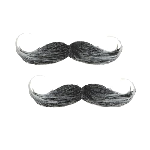 2-Stück Schnurrbart zum Ankleben,Schnauzer zum Ankleben,Fake Bart,Fake Mustache,Falscher Bart Kostüm,Schnurbart Kleben Selbstklebend,Moustache Herrenm Verkleidung,Detektiv Barts (2 Stück Schwarz) von YueJieSelected