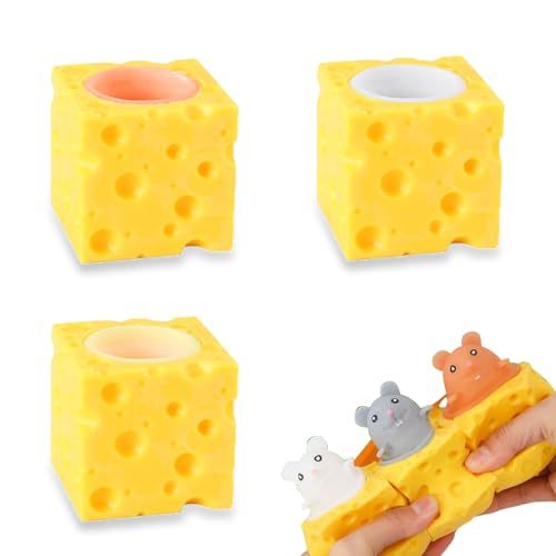 3 Stücke Käse Mäuse Tassen,Squishy Toy,Anti Stress Spielzeug Erwachsene,Antistress Spielzeug,Anti Stress Tasse,Stressabbau Spielzeug,Squeeze Toys,Lustig Quetschspielzeug,Squishies Mäuse Scherzartikel von YueJieSelected