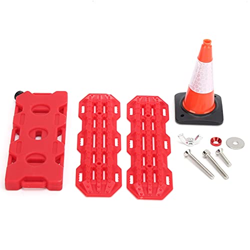 Yuecoom Modellauto Dreiteiliges Set, Kunststoff RC Auto Straßensperre Sandleiter Wiederherstellungsbrett Simulation Kraftstofftank für Axial SCX10 (red orange) von Yuecoom