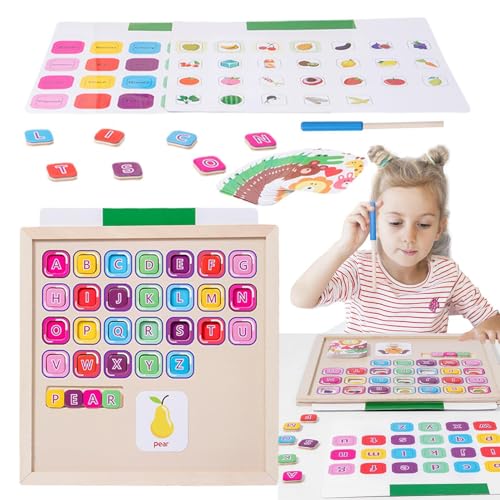 Yuemeuy Alphabetspielzeug für Kinder, Alphabet -Lernspielzeug | Holz Alphabet Puzzle Magnetic Matching Board | Bildung interaktives Spielzeug -Farbtischspiel für Kindergärten von Yuemeuy