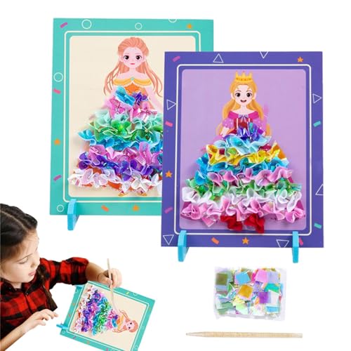 Yuemeuy Fabric Poking Art für Kinder, Stoff Poking Craft Kit - Prinzessin Stofffahrzeug | Machen Sie Ihre eigene Prinzessin, kreative Lernaktivitäten, lustiges Reisekleid -Spiel von Yuemeuy