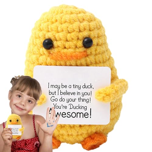 Yuemeuy Süße Häkelpuppe, Häkel-Entenpuppe | Handgemachte Positive weiche Entenpuppe | Kreative gehäkelte Positive Entenpuppe mit Ermutigungskarte für Tisch, Bücherregal, Wohnzimmer Yuemeuy Süße Häkelpuppe, Häkel-Entenpuppe | Handgemachte Positive weiche Entenpuppe | Kreative gehäkelte Positive Entenpuppe mit Ermutigungskarte für Tisch, Bücherregal, Wohnzimmer von Yuemeuy