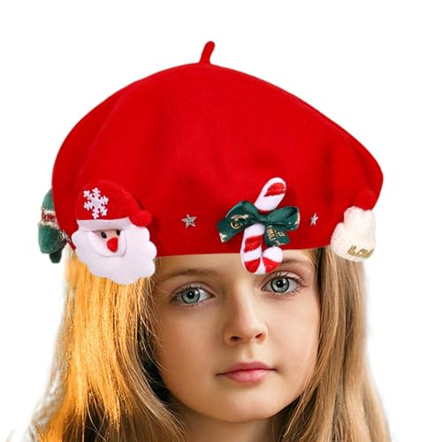 Yuemeuy Weihnachtsmütze, Weihnachtsmütze | Modemalerhut - Französische Baskenmütze für Damen, Wintermütze, Künstler- und Malermütze für Kinder, Erwachsene, Wollmütze von Yuemeuy