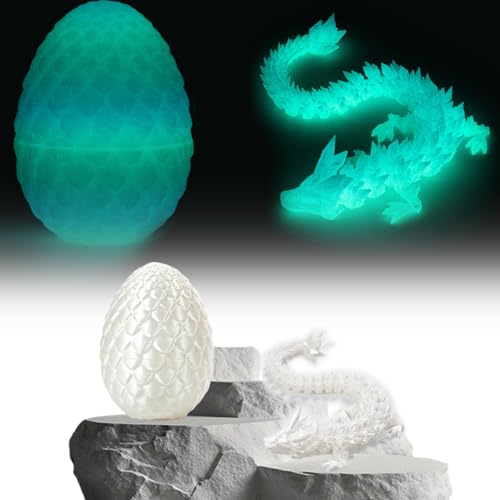 Yueser Drachenei, Leuchtend 3D Gedrucktes Drachenei mit Drache Dragon Egg 3D Drachen Ei Drache Im Ei Dracheneier Drache mit Ei Drachen Figuren Beweglicher Drach Abnehmbare Eierschale Kristalldrachen von Yueser