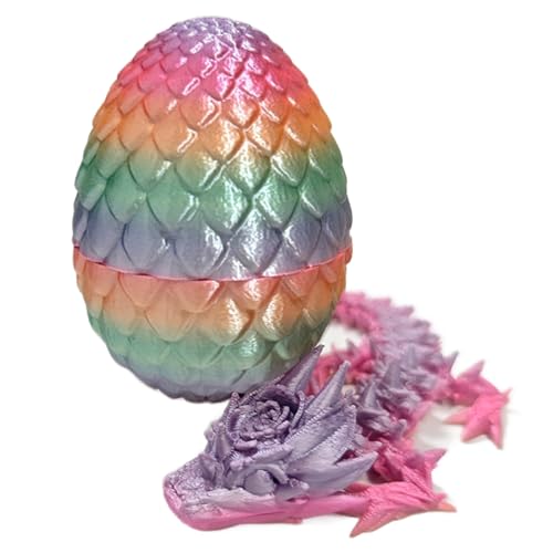 Yueser Drachenei, Rose 3D Gedrucktes Drachenei mit Drache Dragon Egg 3D Drachen Ei Drache Im Ei Dracheneier Drache mit Ei Drachen Figuren Beweglicher Drach Abnehmbare Eierschale Rosa von Yueser