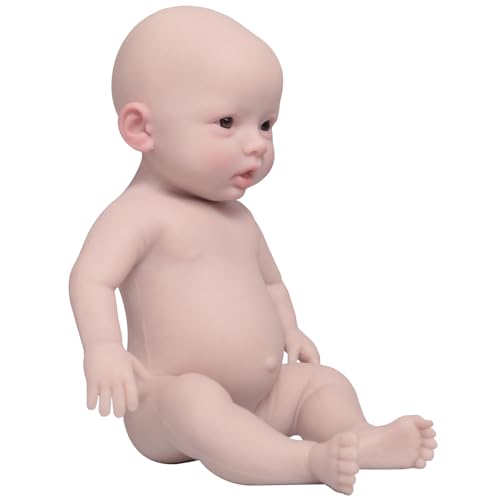 Yuewen 18,5 Zoll Voll Silikon Neugeborene Baby Puppe Nicht Vinyl Weiche Silikon Baby Puppe Silikon Lebensechte Reborn Puppe Präsent Sammelbar Waschbar (Beige) von Yuewen