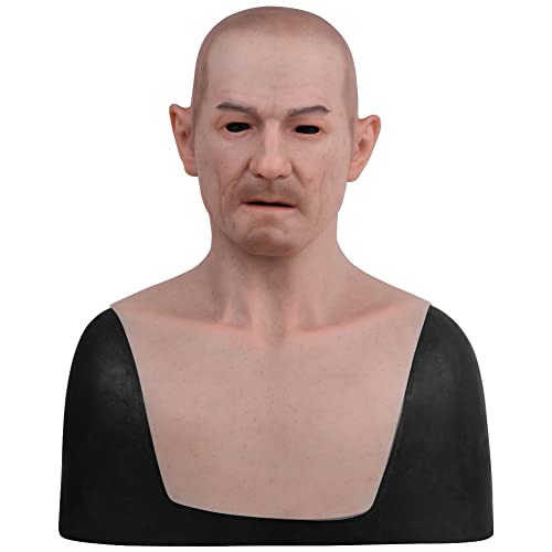 Yuewen Realistische Silikon Mann Gesichtsmaske Halloween Silikon Kopf Tragen Maske Halloween Cosplay (L, Braun) von Yuewen