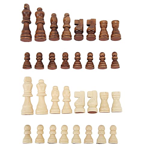 32PCS Internationale Schachfiguren Zweifarbige Holzschachfiguren, Holzschachfiguren Für Kinderunterhaltungsspielzeug von Yuezhongoo