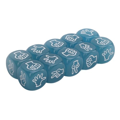 Finger-Ratespiel, 10-teiliges Finger-Ratespiel, leuchtendes 6-seitiges, leichtes Rock-Schere-Papierwürfel-Set für Brettspiele (Blue) von Yuezhongoo