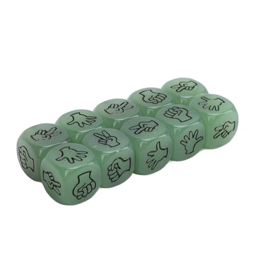 Finger-Ratespiel, 10-teiliges Finger-Ratespiel, leuchtendes 6-seitiges, leichtes Rock-Schere-Papierwürfel-Set für Brettspiele (Green) von Yuezhongoo