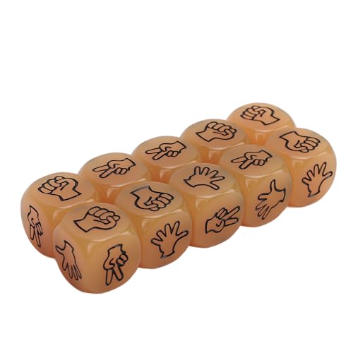 Finger-Ratespiel, 10-teiliges Finger-Ratespiel, leuchtendes 6-seitiges, leichtes Rock-Schere-Papierwürfel-Set für Brettspiele (Orange) von Yuezhongoo