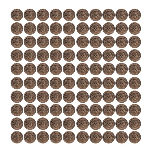 Yuezhongoo 100PCS Schatz Set Hohe Simulation Detaillierte Pretend Kunststoff Spielzeug Prop für Brettspiele Party Dekorationen (Antique Bronze Pirate Coins) von Yuezhongoo