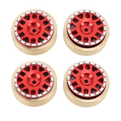 Yuezhongoo 4 Uds. De contrapesos de cobre de procesamiento CNC de cubo de rueda roja de aluminio para coche HOBBYPLUS 1/18 4WD CP18P RC von Yuezhongoo