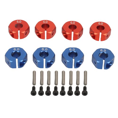 Yuezhongoo 8PCS RC Rad Sechskant Aluminiumlegierung 12mm Radantrieb Sechskantnabe Adapter mit Stiften für Redcat 1/10 RC Modellauto Upgrade Teile Rot und Blau (7mm) von Yuezhongoo