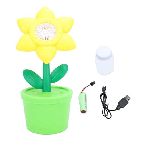 Yuezhongoo Seifenblasenmaschine mit LED-Licht und Musik, Sonnenblume, elektrischer Seifenblasenmacher, batteriebetriebenes Seifenblasengebläse für Kinder von Yuezhongoo