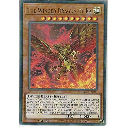 LED7-EN000 The Winged Dragon of Ra (Alternative Art) 1. Edition Ultra Rare Karte Ikonische Kunst des ägyptischen Gottes Karte [LED7] von Yugioh Singles