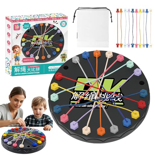 Knoten Seil entwirren, Seil entwirren Spiel | Strategie Lösung von Tischspielzeug - Fun Family Game mit mehreren Schwierigkeitsgraden für Eltern-Kind-Interaktion, Stressabbauspielzeug, tragbar für Par von Yugugomo