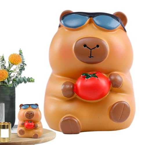 Yugugomo Capybara Miniaturfiguren, Miniatur-Capybara aus Kunstharz,Winzige Capybara-Figuren Miniatur - Capybara-Gartenzubehör, Harz-Capybara-Tiere, Ornamente für den Regaltisch zu Hause von Yugugomo