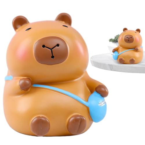 Yugugomo Capybara-Statue, Capybara-Miniaturfiguren | Winzige Capybara-Figuren Miniatur,Capybara-Gartenzubehör, Harz-Capybara-Tiere, Ornamente für den Regaltisch zu Hause von Yugugomo