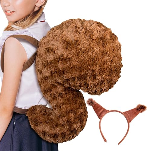 Yugugomo Eichhörnchen-Kostüm, Tier-Eichhörnchen-Kostüm-Set | Plüsch-Eichhörnchenohren und -schwanz-Partyzubehör - Eichhörnchen Kostümzubehör, Tierkostüm Cosplay für Mädchen von Yugugomo