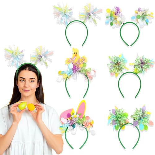 Yugugomo Frohe Ostern Stirnband,Ostern Kopfbedeckung - Ostern Mädchen Stirnband | 6X Haarreifen Ostern Kopfbedeckung Stand Requisiten für Mädchen, Frauen, Freundin von Yugugomo