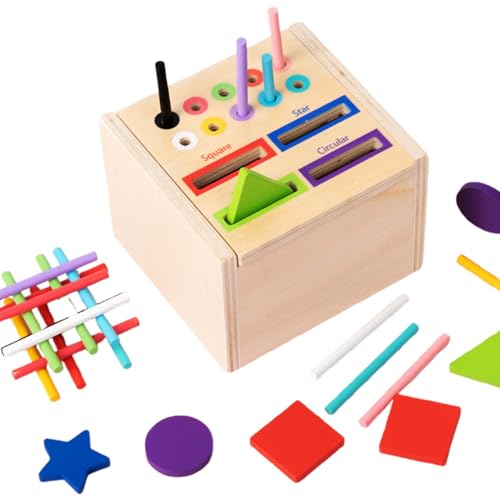 Yugugomo Holz Sortierspiel, Lernspielzeug-Puzzle Steckbox Spielbox, Formsortier-Holzspielzeug Ab 3 Jahr, Holz-Spielzeug Trainiert Motorik, Spielzeug Mit Zuordnungswürfel Für Kleinkinder von Yugugomo