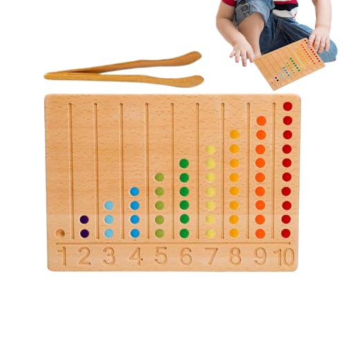 Yugugomo Holzbrettperlenspiel, Mathe-Spiele für den Kindergarten - Buntes Mathe-Perlen-Zählspielzeug, Perlen-Brettspiel - Kompakte Zählspiele, Zahlenerkennungsspiel für Kinder im Alter von 4–6 Jahren von Yugugomo