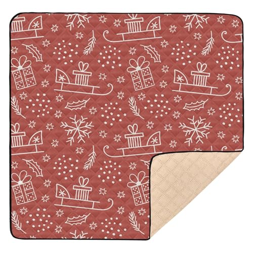 Große rutschfeste Baby-Gymnastik- und Aktivitätsmatte, 127 x 127 cm, für drinnen und draußen, niedliches Weihnachtsgeschenk, leicht, für Babys, Kleinkinder, Rot von Yuiboo