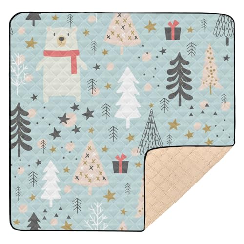 Yuiboo Baby-Fitness- und Aktivitätsmatte aus weichem Schaumstoff, 127 x 127 cm, für Boden, Winter, Weihnachten, Bär, Neugeborene, wasserdichte Trittmatte für Babys, Säuglinge, Kleinkinder von Yuiboo