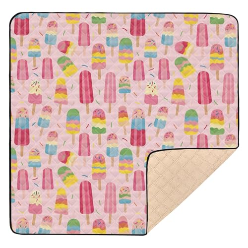 Yuiboo Große rutschfeste Baby Spielmatte 127 x 127 cm für Boden bunt Eis Pfirsich Niedlich bequeme Krabbelmatte für Babys Kleinkinder von Yuiboo