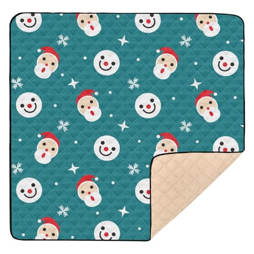 Yuiboo Niedliche, faltbare Baby-Gymnastik- und Aktivitätsmatte, 127 x 127 cm, für den Boden, niedlicher Schneemann, Weihnachtsmann, Grün, bequeme Spielmatte für Babys, Kleinkinder, Kleinkinder von Yuiboo