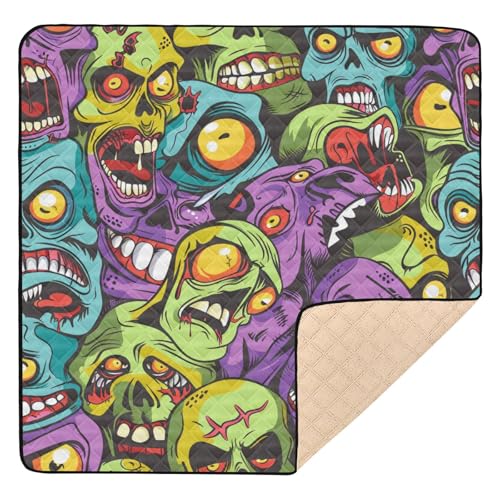 Yuiboo Weiche, dicke Baby-Spielmatte, 127 x 127 cm, für Boden, Zombie, bunt, Cartoon, leicht, Bauch- und Krabbelmatte für Babys, Kinder, Kleinkinder, Säuglinge von Yuiboo