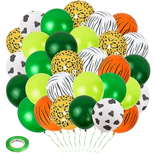 50 Stück 12 Zoll Dschungel Geburtstag Dekoration Geburtstagsdeko Jungen Kindergeburtstag Deko Safari Happy Birthday Dekoration Banner Dschungel Luftballons Wild One Geburtstag Deko Junge von Yukiyi