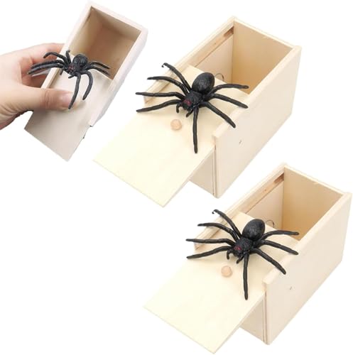 Spider Prank Box,Spinne Streich Box, Scherzartikel Zum Erschrecken Lustig Spinne In Einer Holzkiste Spielzeug-Streich, Wooden Surprise Prank Box With Fake Spiders, For Children, Adults, Party Favours von Yulokdwi