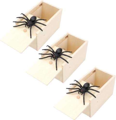 Yulokdwi Spider Prank Box,Spinne Streich Box, Scherzartikel Zum Erschrecken Lustig Spinne In Einer Holzkiste Spielzeug-Streich, Wooden Prank Box with Fake Spiders, for Children, Adults, Party Favours von Yulokdwi