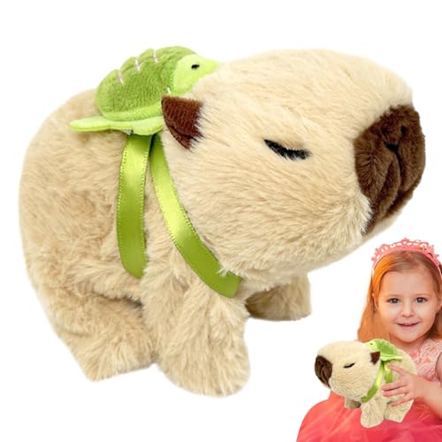 Yulokdwi Plüsch-Capybara-Kuscheltier,Capybara-Kuscheltiere,Niedliches elektrisches Tier-Capybara-Spielzeug mit Schildkröten-Rucksack - Weiches elektrisches Wasserschwein-Spielzeug, Plüschtier für, von Yulokdwi