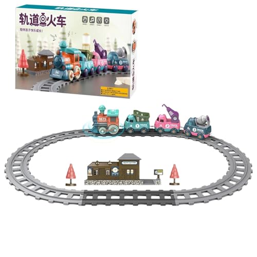 Yulokdwi Weihnachtsgleiszug, Bahngleis rund um den Weihnachtsbaum - Klassische Weihnachtszugsets - Eisenbahnspielzeug-Set unter dem Weihnachtsbaum, Weihnachtszubehör mit Licht und Ton für den Urlaub von Yulokdwi