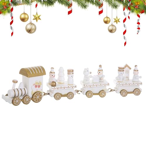 Yulokdwi Weihnachtszugspielzeug - Holzeisenbahn-Weihnachtsschmuck - Klassische Mini-Spielzeugeisenbahn-Ornamente, Holzeisenbahn-Weihnachtsdekorationen für Kleinkinder, Mädchen, Kinder ab 3, 4 und 5 von Yulokdwi