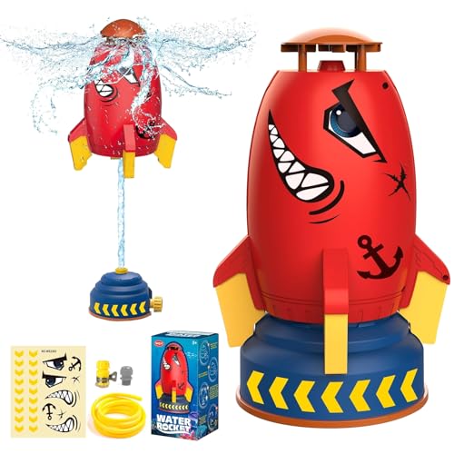 Sprinklerspielzeug Outdoor,Wassersprinkler Rocket Kinder,Wasserstrahl Rakete,Wassersprinkler Spielzeug,Rocket Sprinkler,Outdoor Wasserspielzeug Sprinkler für Kinder Raketenform von YumSur