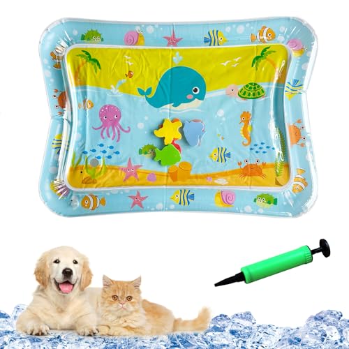 Water Sensory Playmat Cats,Inflatable Cooling Mat for Cats,Sensory Water Playmat Katzen Hund,Verdickte Wasserspielmatte Katze,Sommerliche Spielwasser-Sensormatte Für Kleine Hunde Und Katzen (Style 1) von YumSur