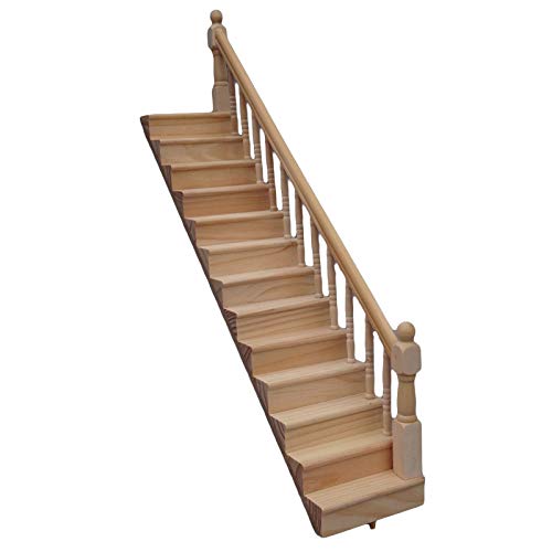 Yumech Puppenhaus Treppen Miniatur Unlackiert Holz Treppe Treppen Schritt mit Handlauf 1: 12 Puppenhaus Rechts Links Handlauf Möbel Ornamente für Puppe Haus Dekor von Yumech