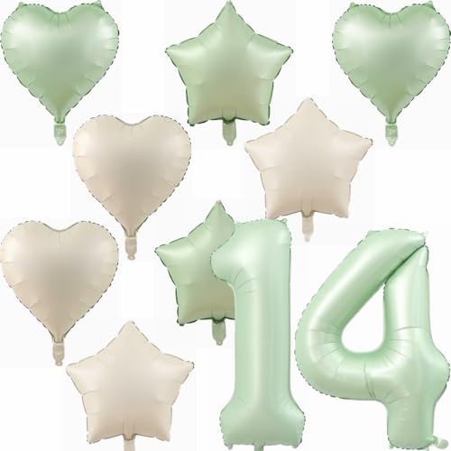 Yunchu Online 14. Geburtstagsdeko Jungen Mädche Grün Luftballons Deko Luftballons 14 Grün 40" Folienballon Zahl 14 Luftballon Geburtstag Zahl 14 Grün Jungen Deko für Mädchen 14. Geburtstag Party Deko von Yunchu Online