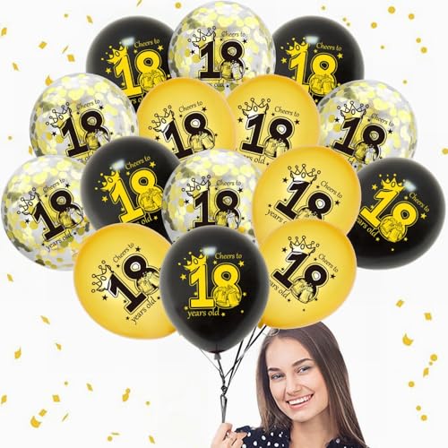 Yunchu Online 18. Geburtstag Luftballons 18. Geburtstag Dekoration Schwarz Gold Party Deko 18 jahre Geburtstag Deko 18 Jubiläum Geburtstagsparty Deko für 18 Geburtstag Mädchen Junge Deko Geschenk von Yunchu Online